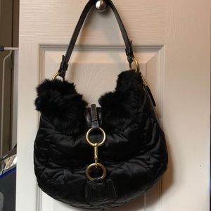 Coach fur trimmed purse